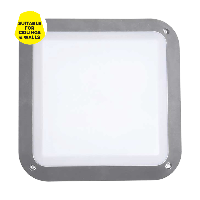 Grey Plastic Square Outdoor Bulkhead