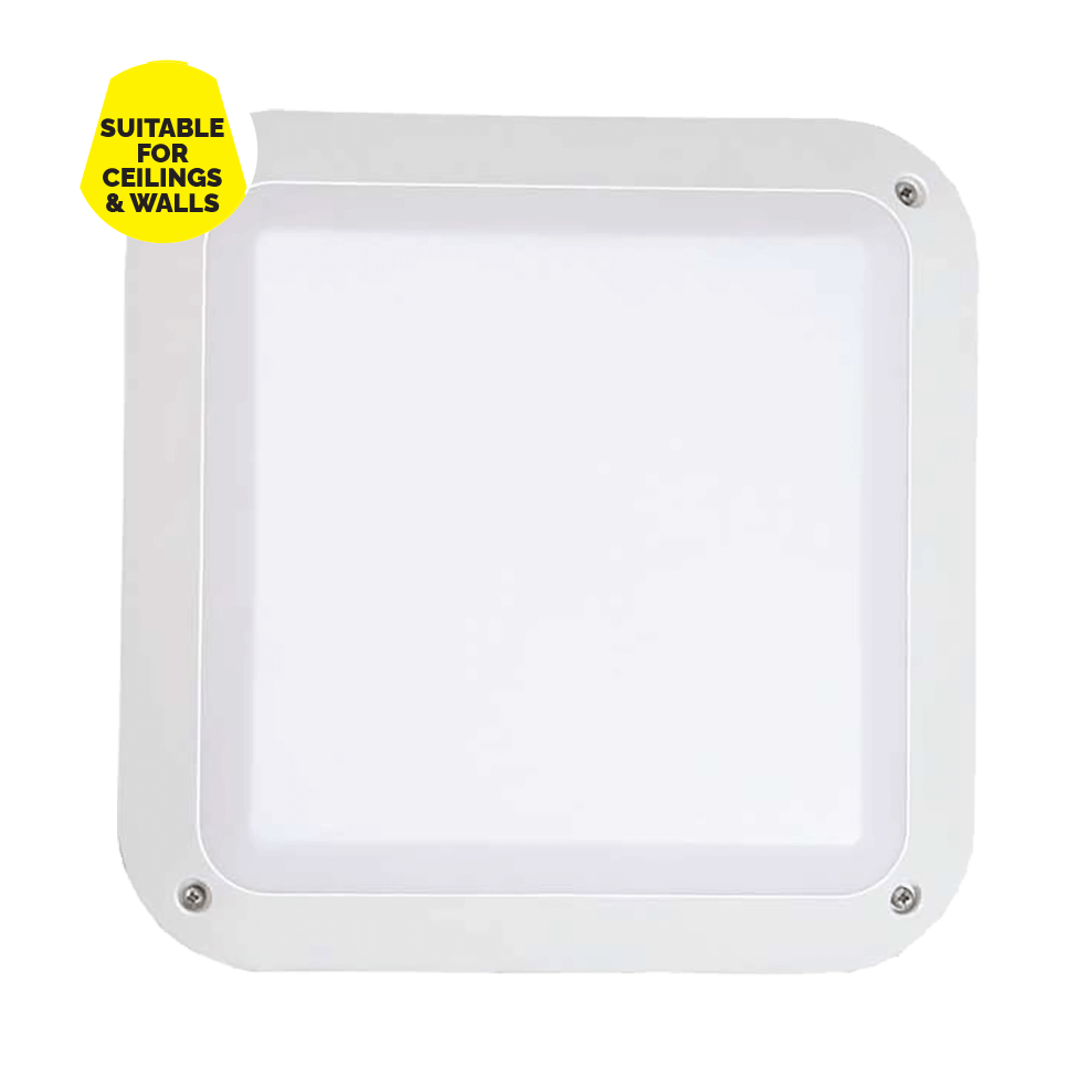 White Plastic Square Outdoor Bulkhead