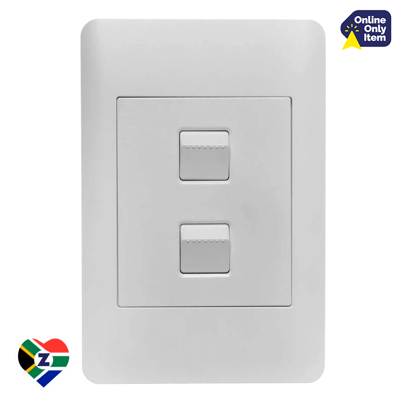 Apollo Contemporary White 4x2 1 Lever Dimmer and 1 Lever Switch