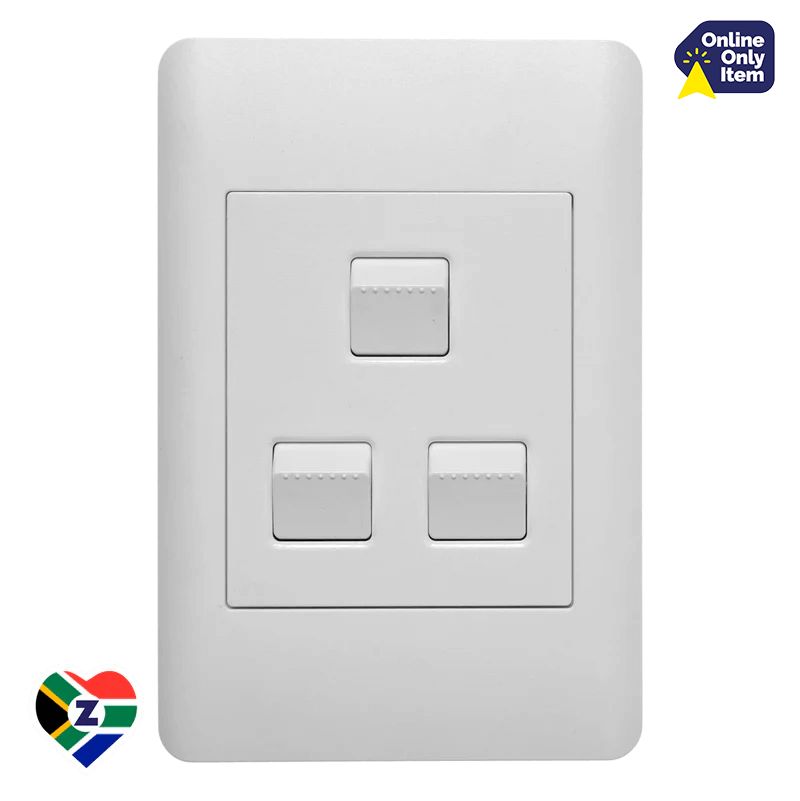 Apollo Contemporary White 4x2 1 Lever Dimmer and 2 Lever Switch