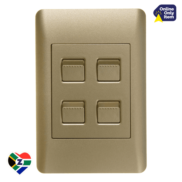 Apollo Elegant Gold 4x2 4 Lever Switch | Luxury Quad Switch | Zebbies