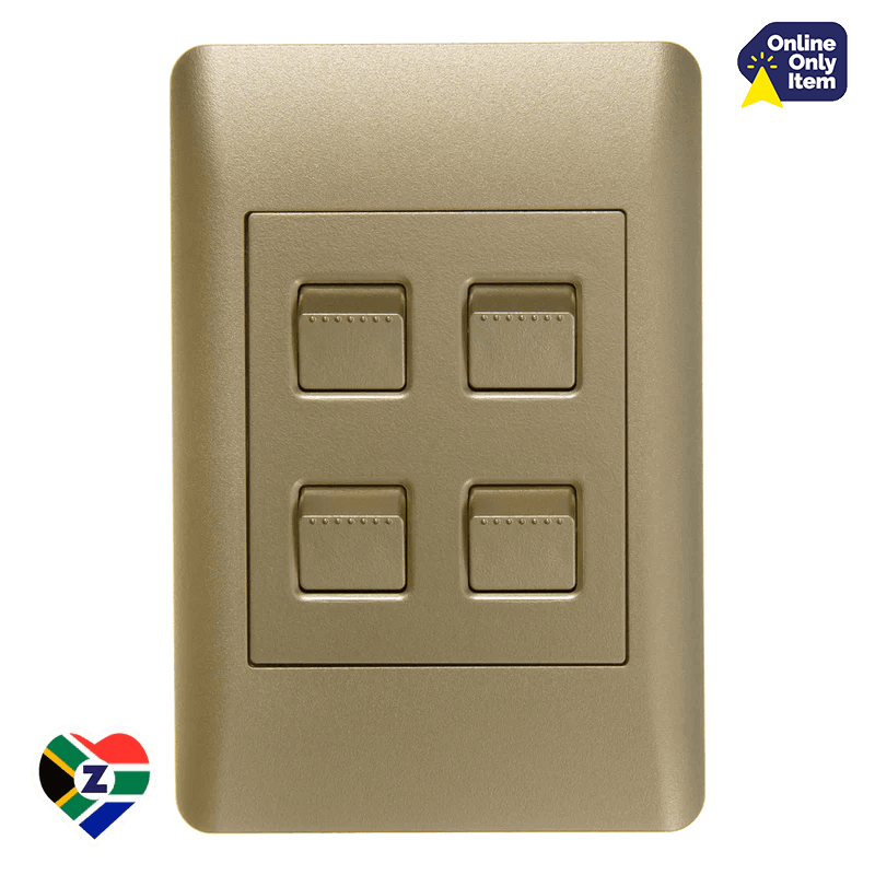 Apollo Elegant Gold 4x2 1 Lever Dimmer and 3 Lever Switch