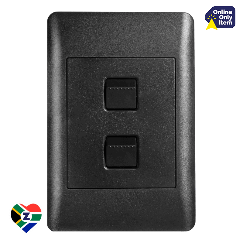 Apollo Sapphire Black 4x2 1 Lever Dimmer and 1 Lever Switch