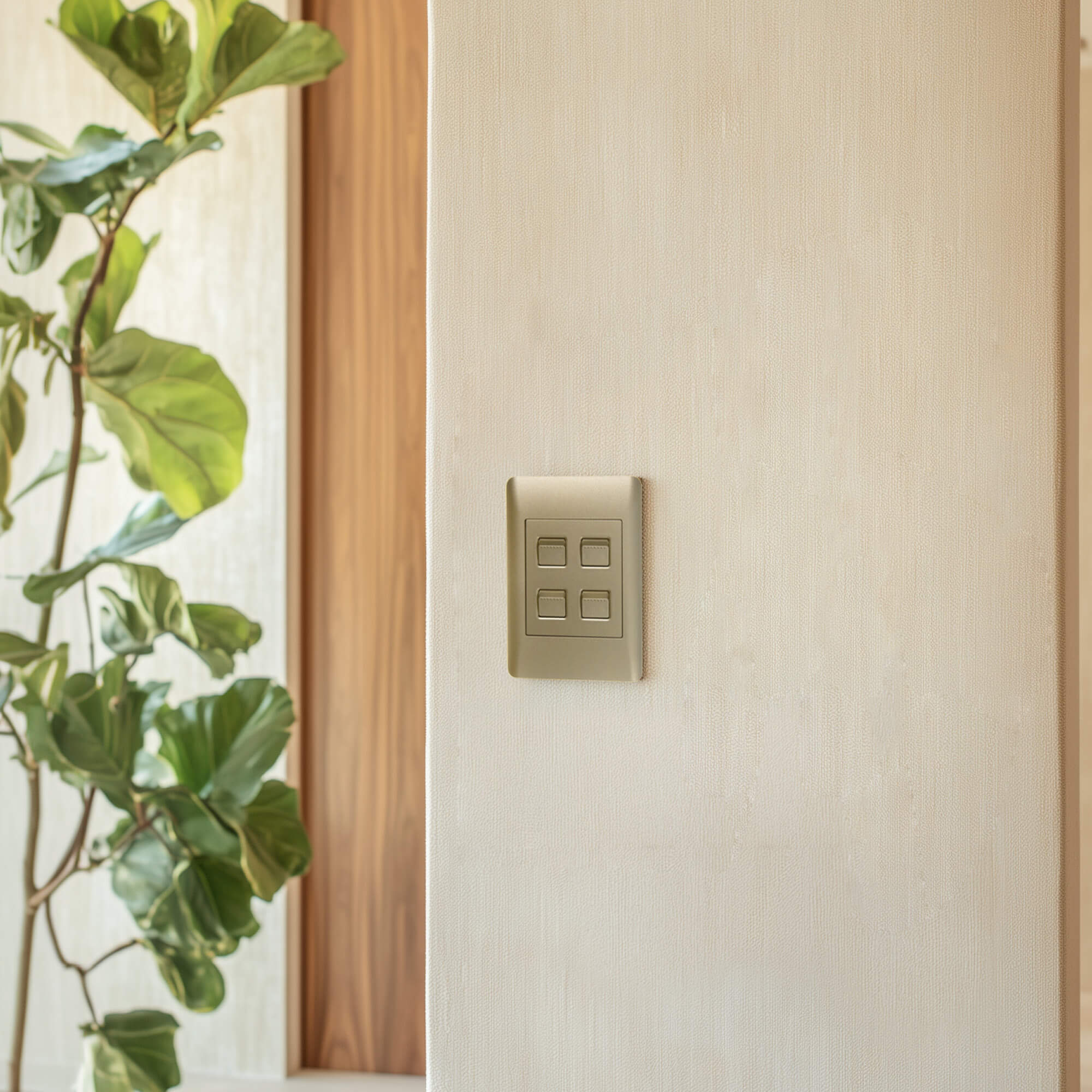 Apollo Elegant Gold 4x2 1 Lever Dimmer and 3 Lever Switch