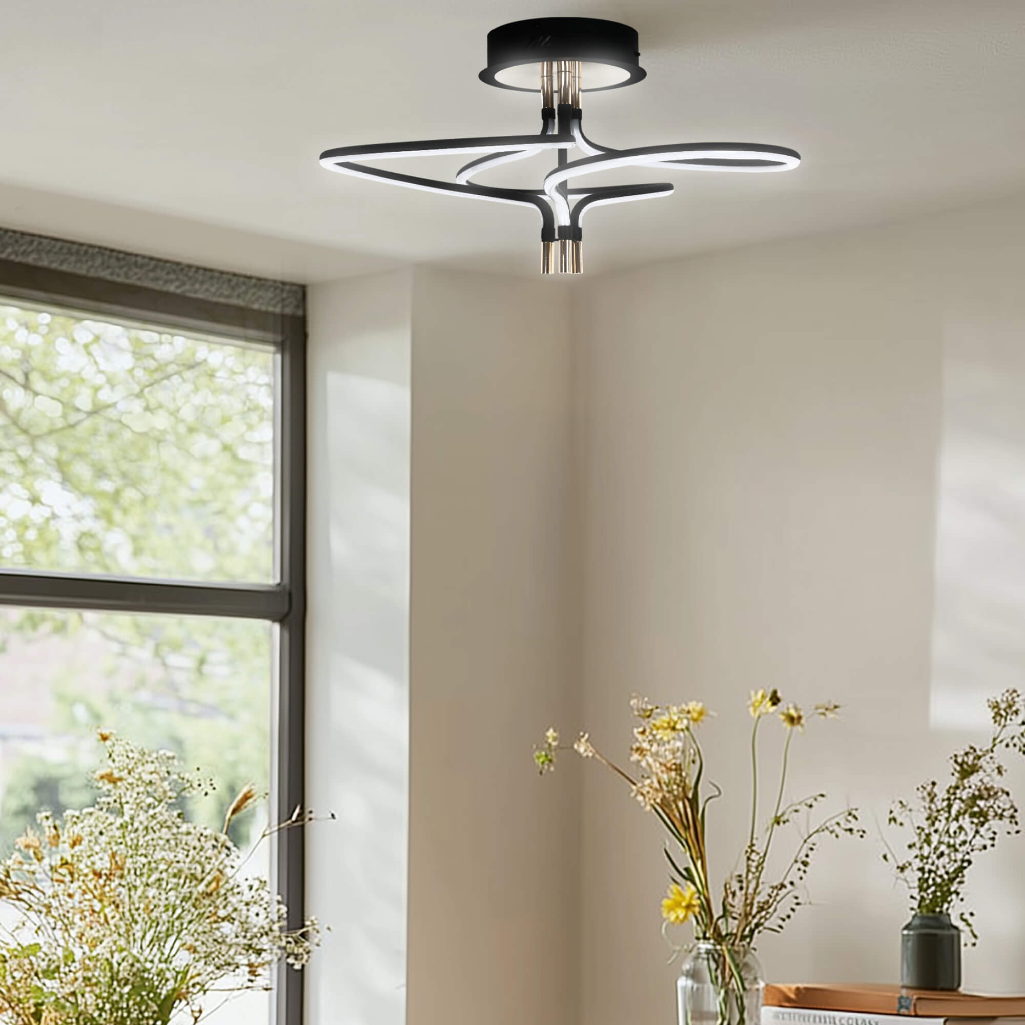 Beau 45W Sand Black and Gold CCT LED Ceiling Light