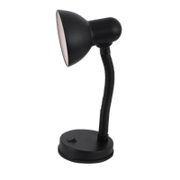 Matte black student desk lamp with adjustable arm and built-in on/off switch.