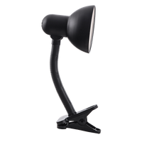 Black student desk lamp with adjustable clamp and E27 globe socket.
