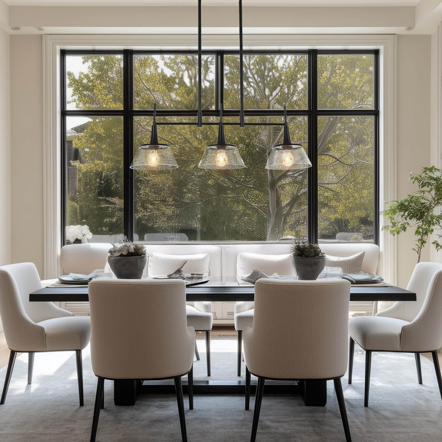 Brooklyn Black 3 Light Pendant with Clear Glass