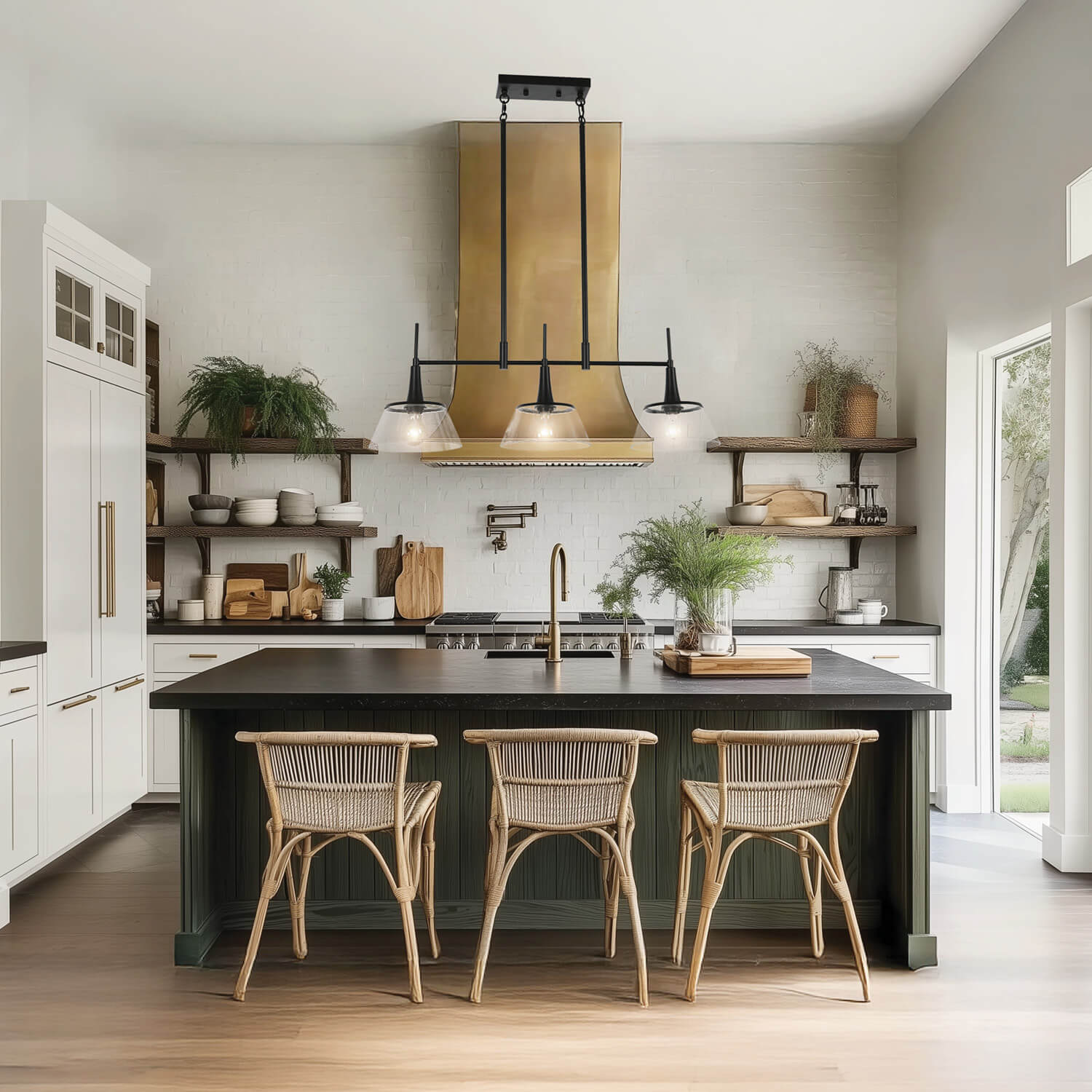 Brooklyn Black 3 Light Pendant with Clear Glass