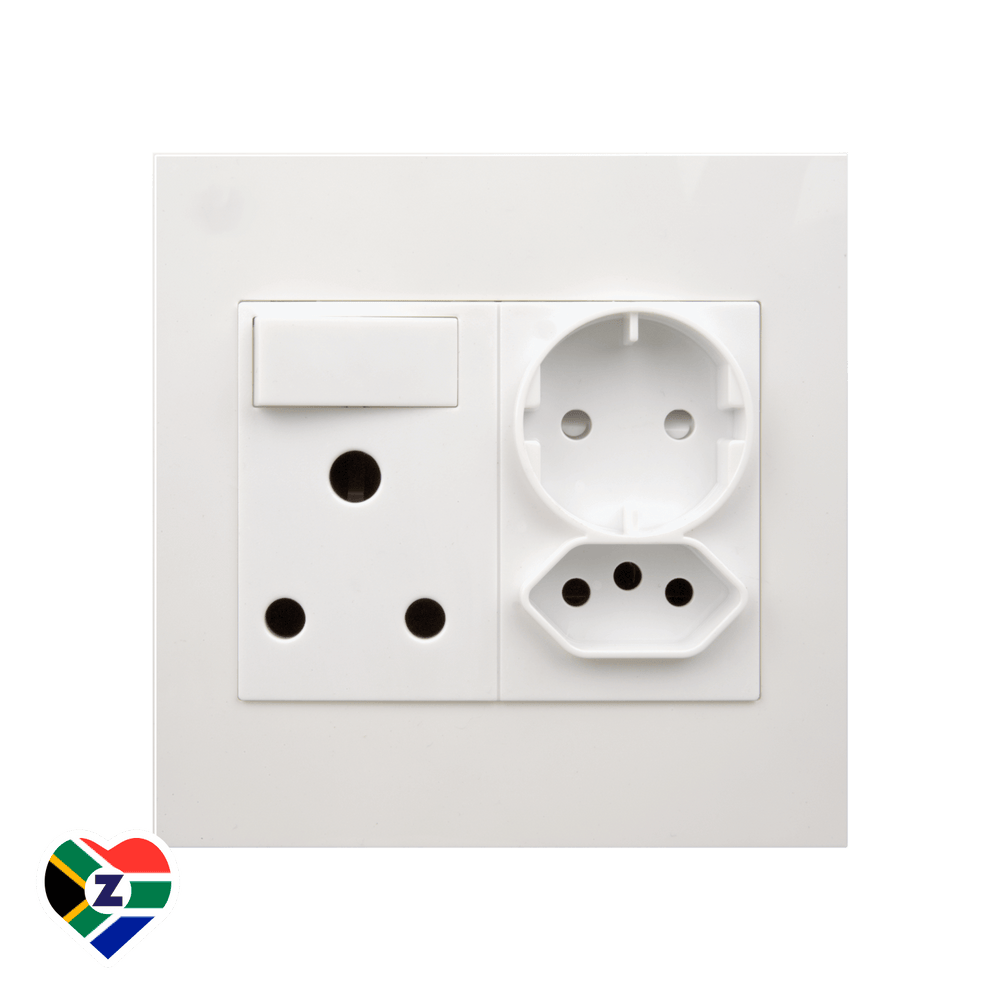 Dena Q 4x4 White 16A Plug With 2 Pin And Euro Wall Socket Dena q 4x4 white 16a plug with 2 pin and euro wall socket