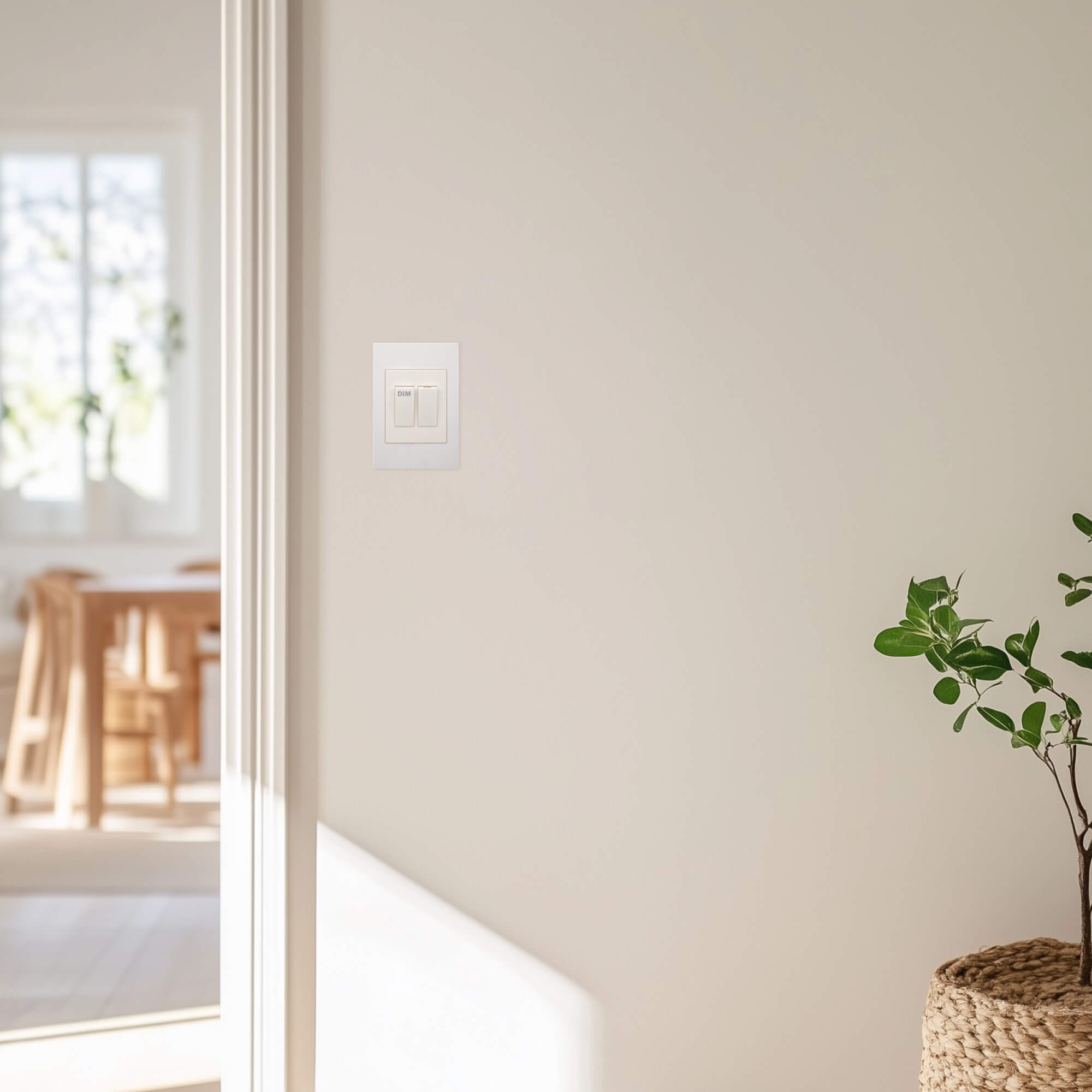 Dena Q 4x2 White 1 Lever Dimmer and 1 Lever Switch