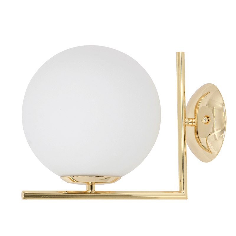 Fleur Champagne Gold Wall Light with White Glass