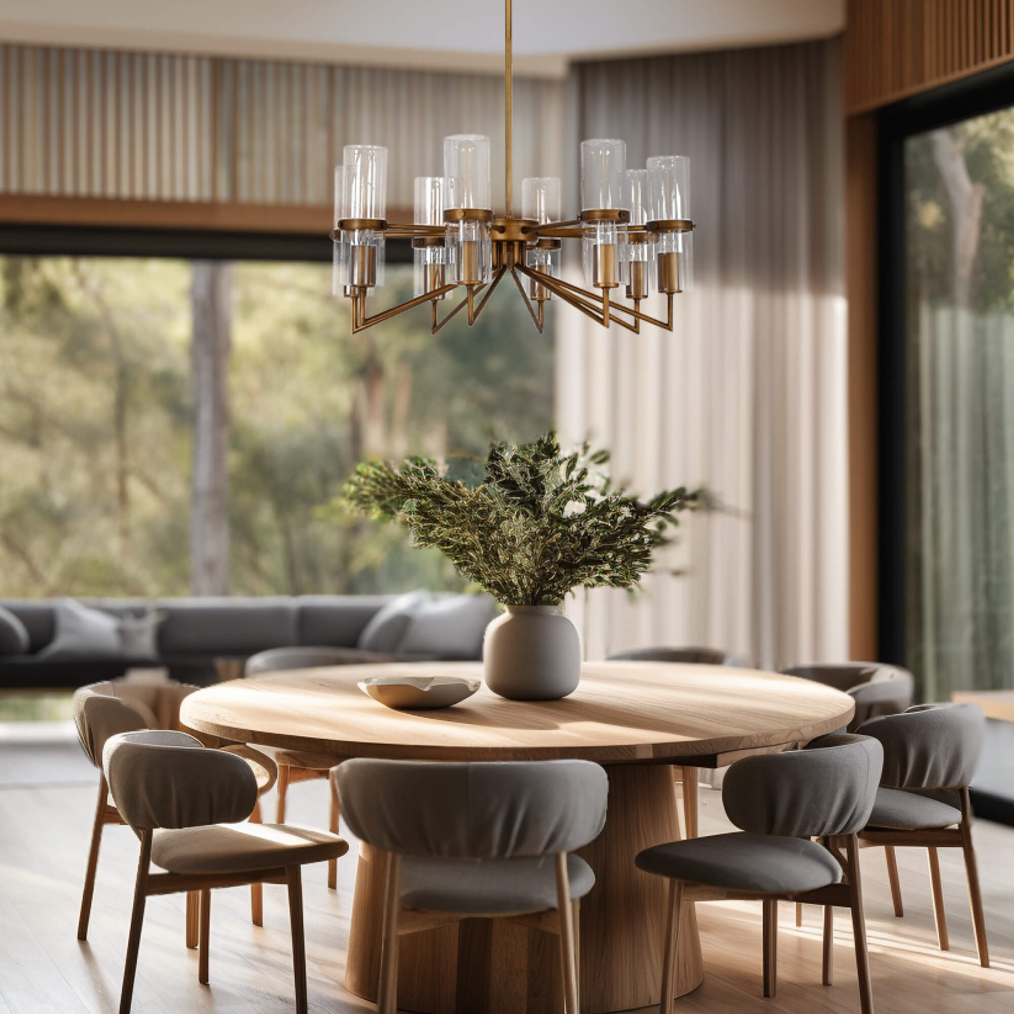 Florence 5 Light Brown/Gold Chandelier with Clear Glass