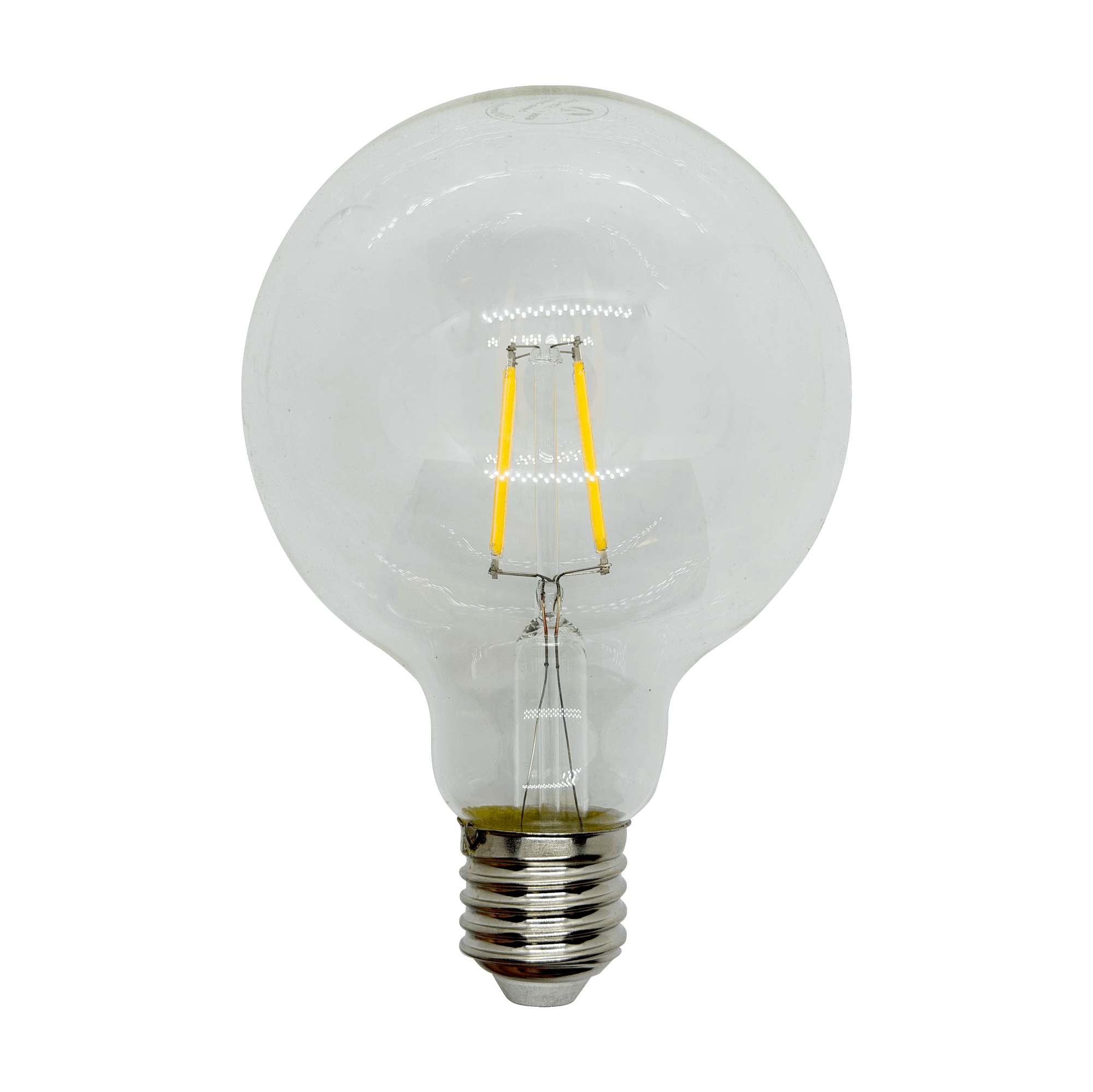 G95 clear filament LED globe bulb 6W E27 Edison screw warm white 2700K.