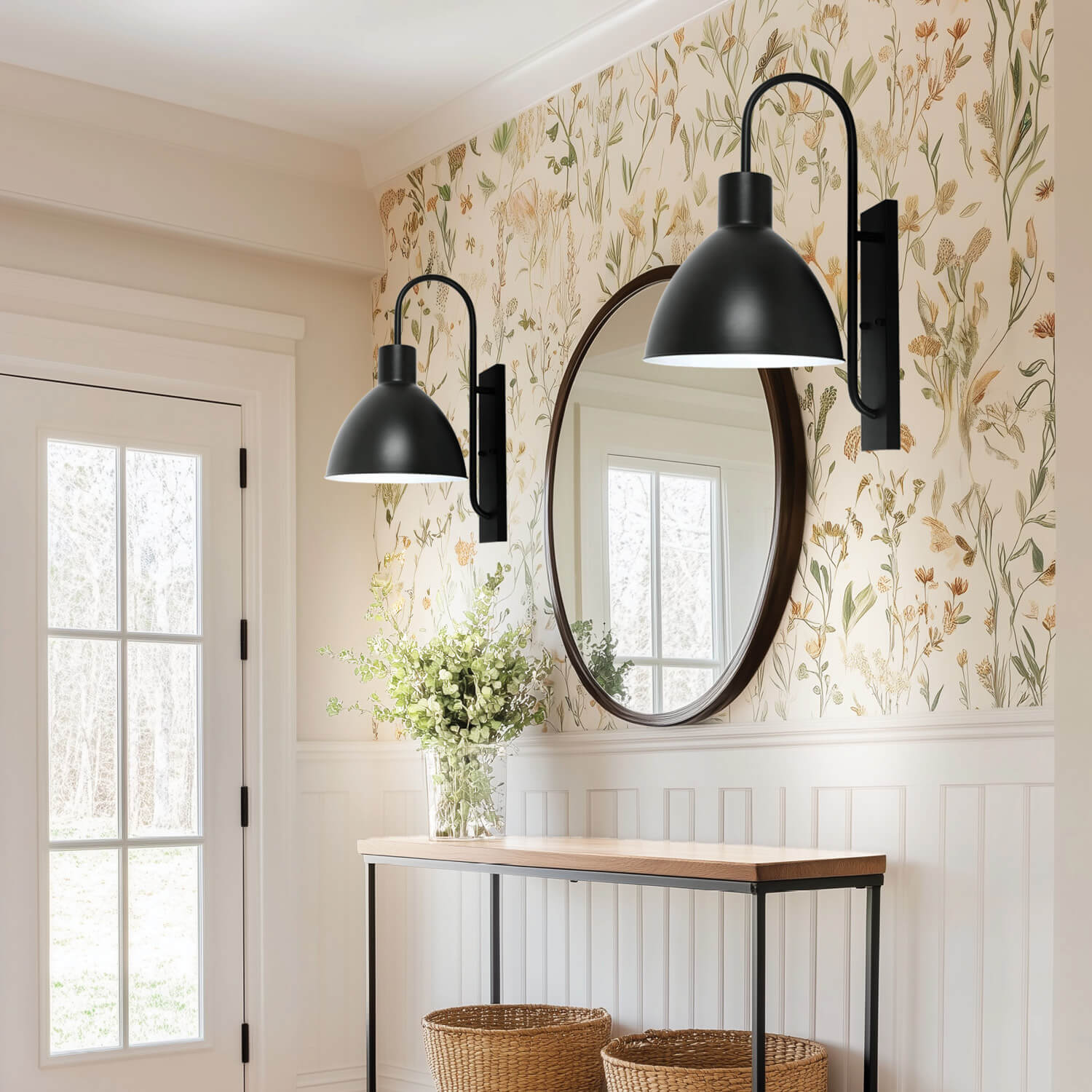 Goose Black Wall Light with White Inner