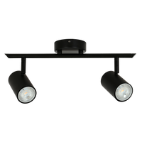 Harper black 2 light adjustable spotlight bar with two pivotable GU10 heads.
