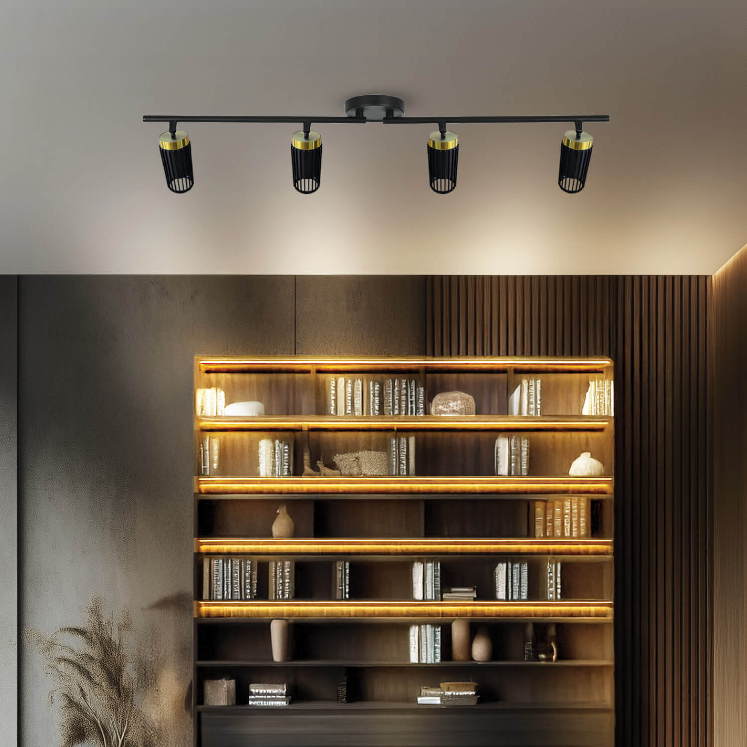 Haven 4 Light Black and Champagne Gold Spot Light