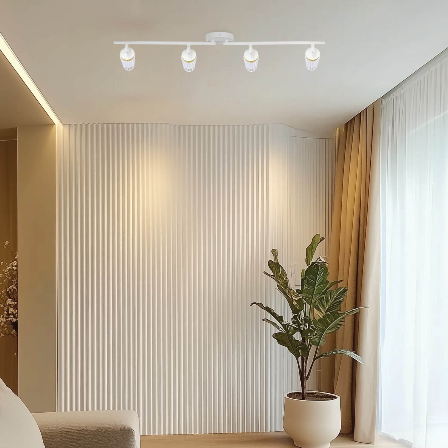 Haven 4 Light White and Champagne Gold Spot Light