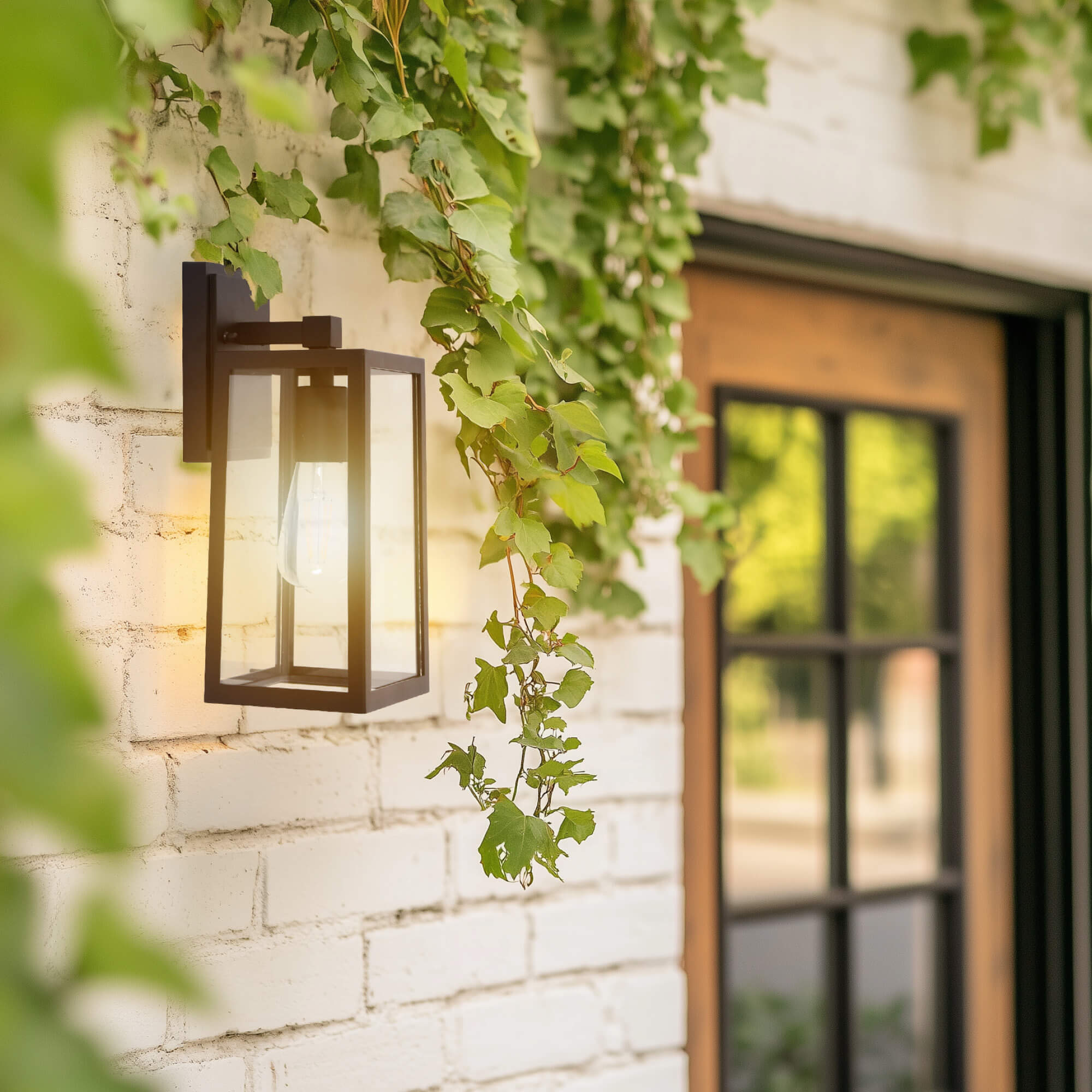 Kai Black Outdoor Wall Light with Clear Glass