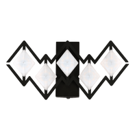 Katana slim black metal LED wall light with patterned diffuser emitting cool white light.
