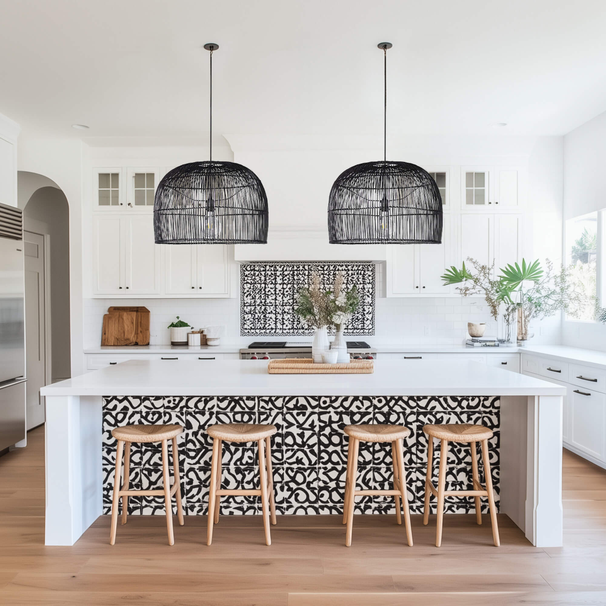 Kgalou Black Hand Crafted Rattan Pendant Shade Only (Pendant Cord Excluded)