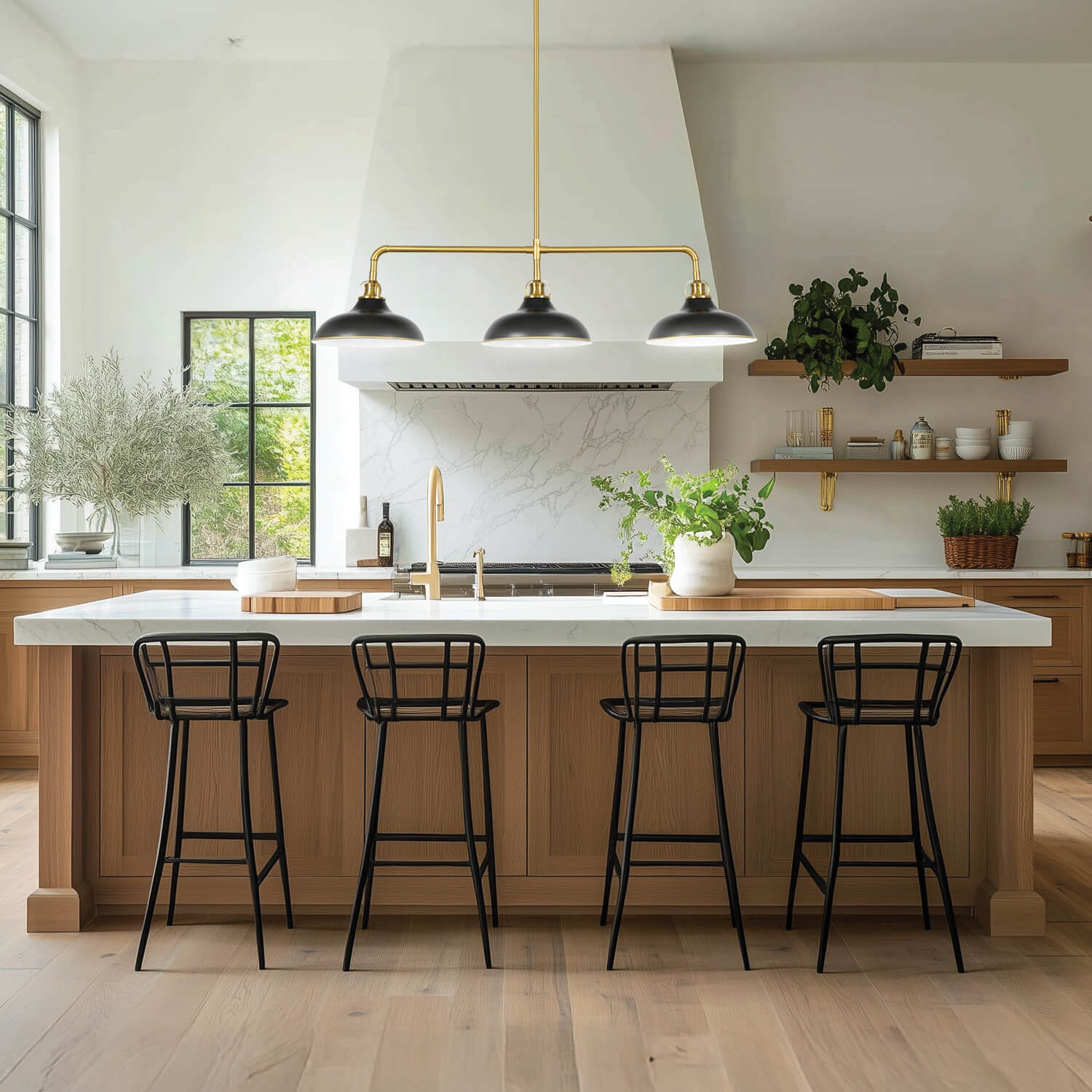 Kingston Black and Brass Gold 3 Light Pendant