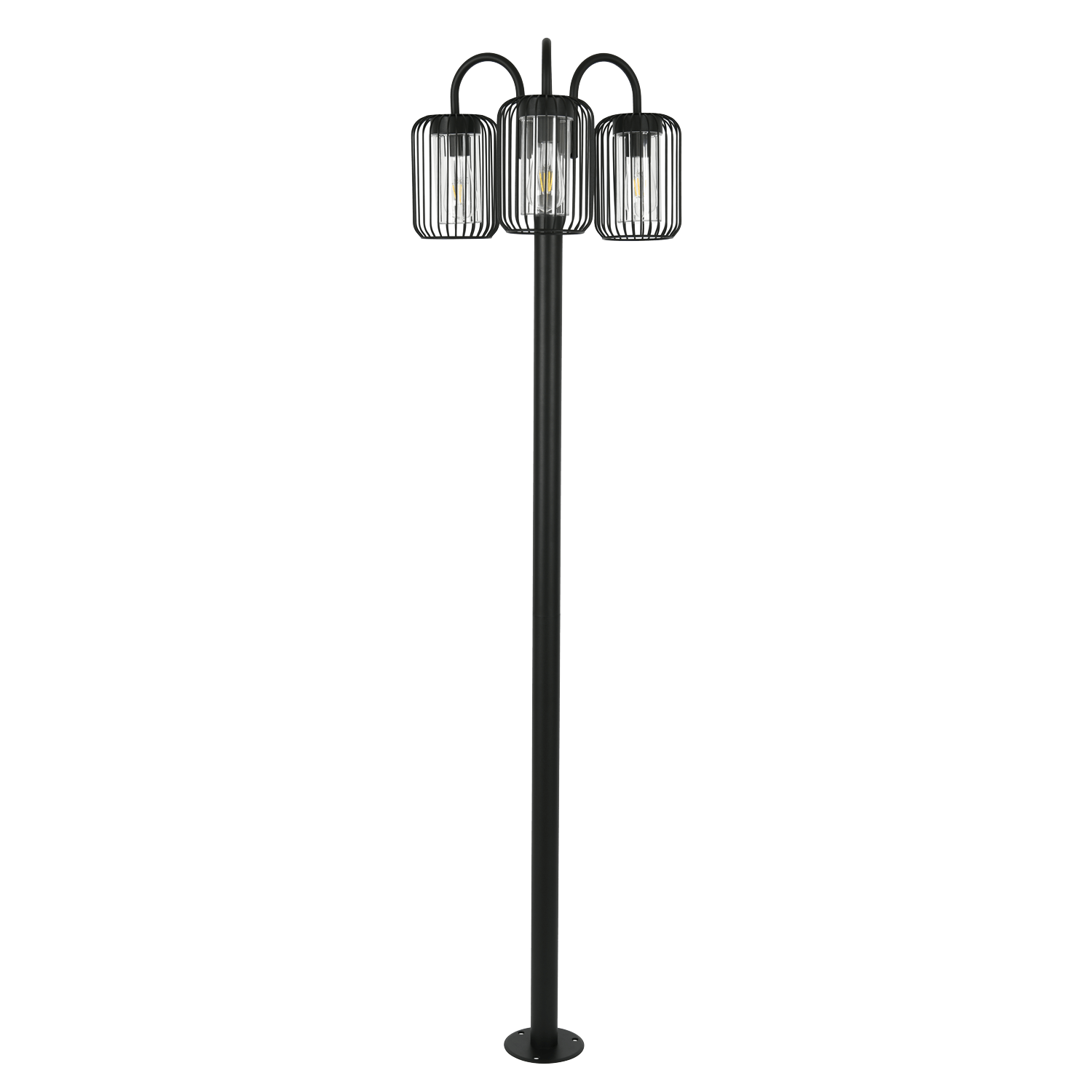 Koda Black 3 Light Outdoor Pole lamp post for garden and driveway lighting.