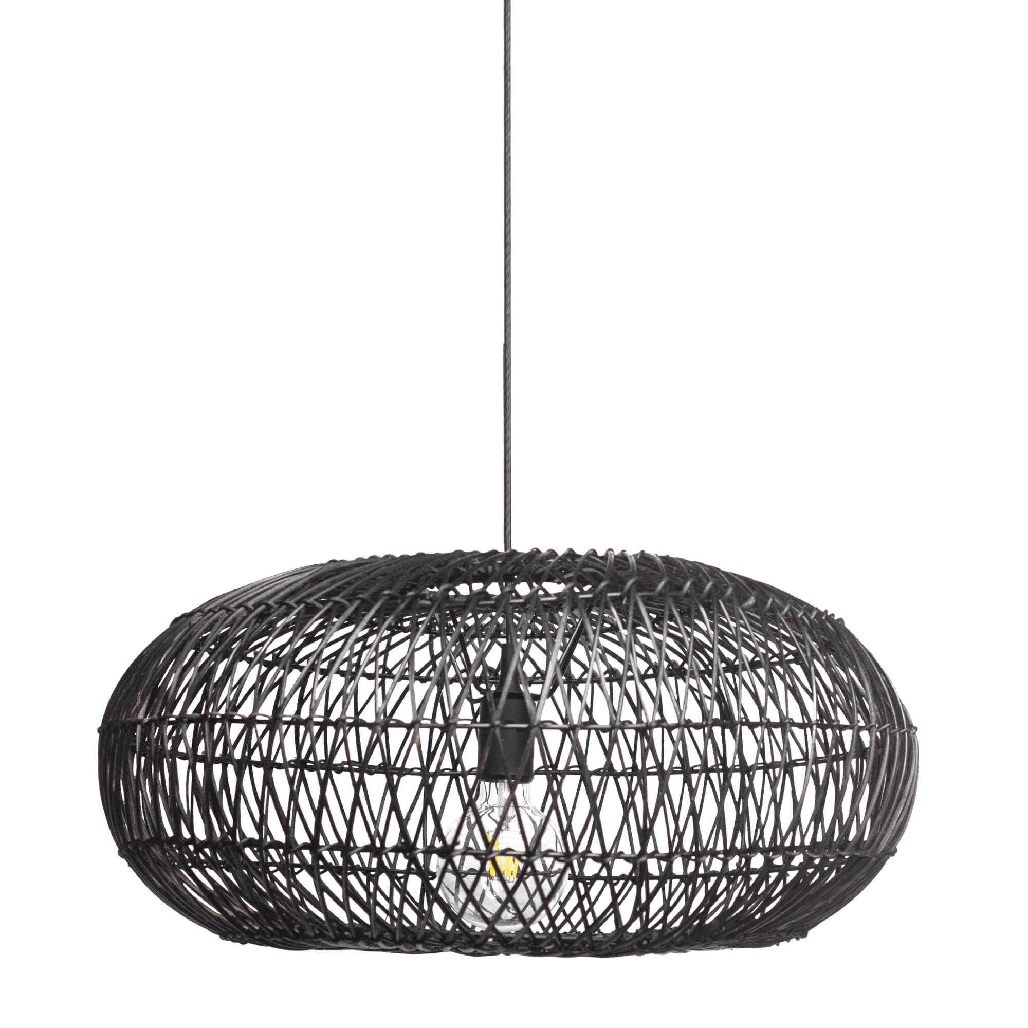 Langa Black Hand Crafted Rattan Pendant Shade Only (Pendant Cord Excluded)