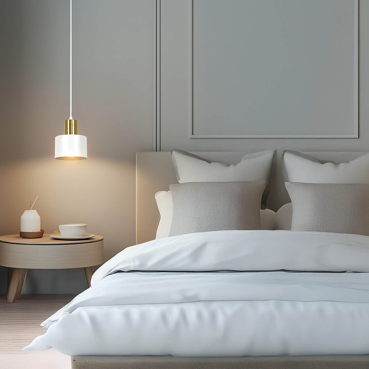 Lulu White and Brass Gold 1 Light Pendant