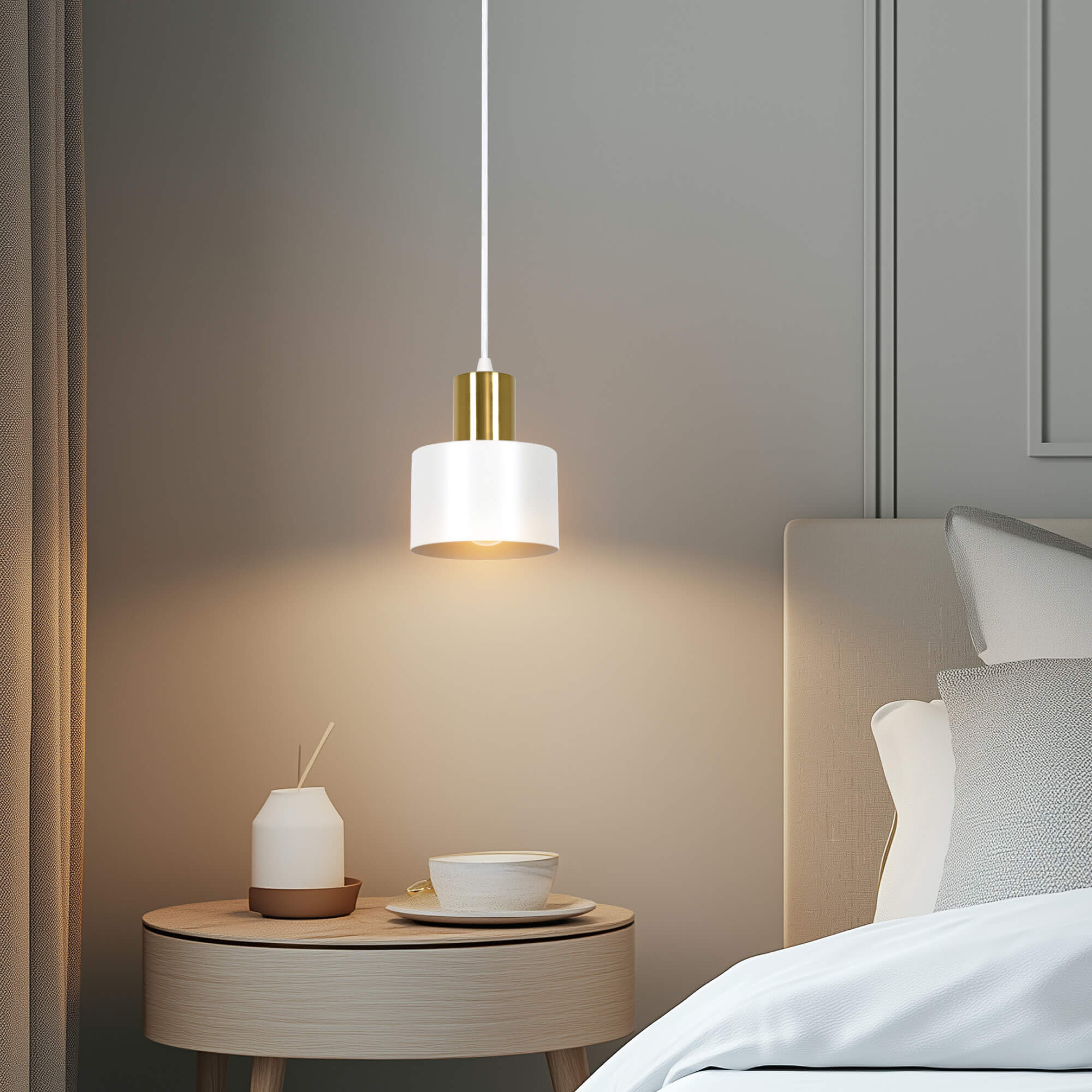 Lulu Matte White and Brass Gold 1 Light Pendant