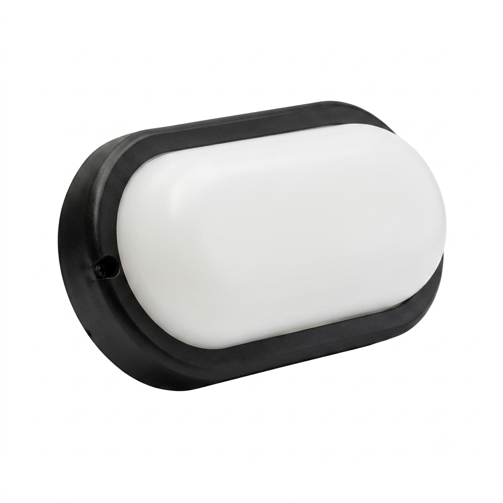 Oval Black 12W Daylight LED Bulkhead