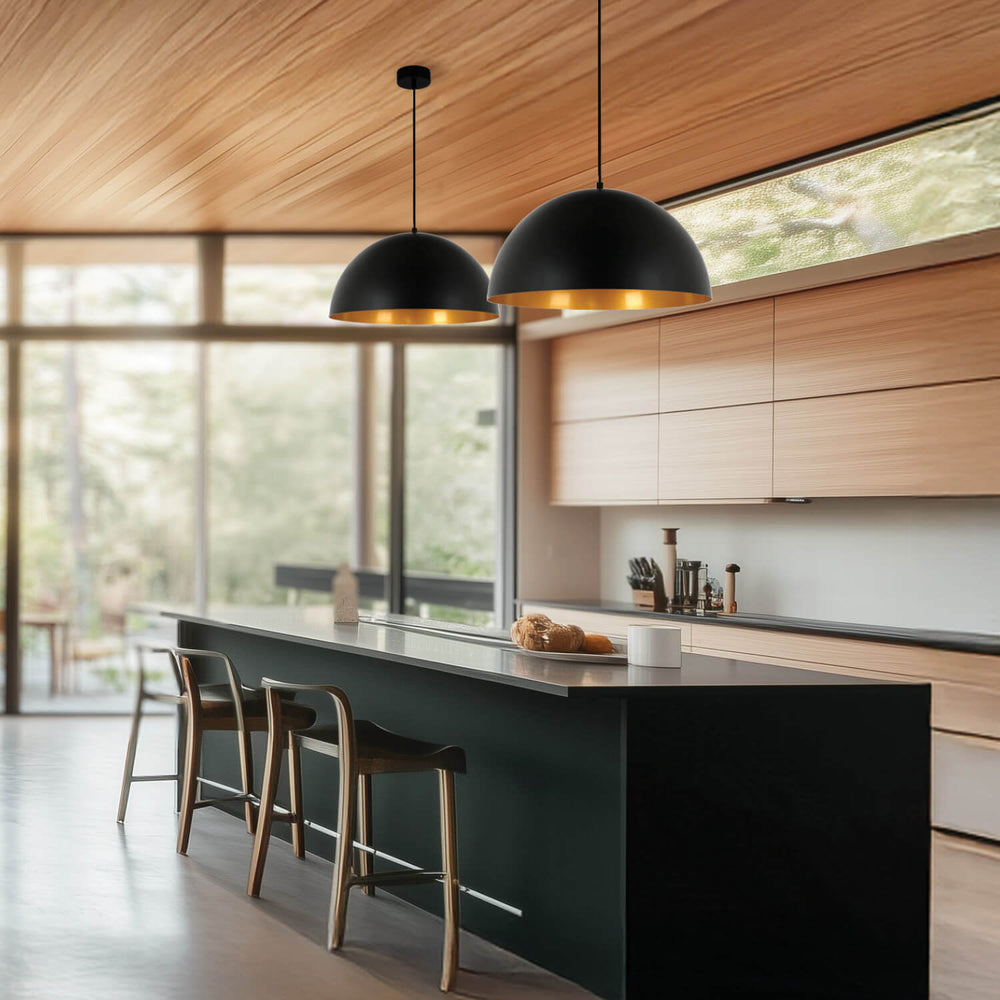 Nova Matte Black & Gold 1-Light Pendant | Modern Industrial Lighting ...