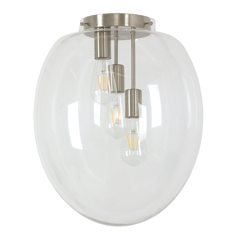 Osiris 3 Light Satin Nickel and Glass Ceiling Light