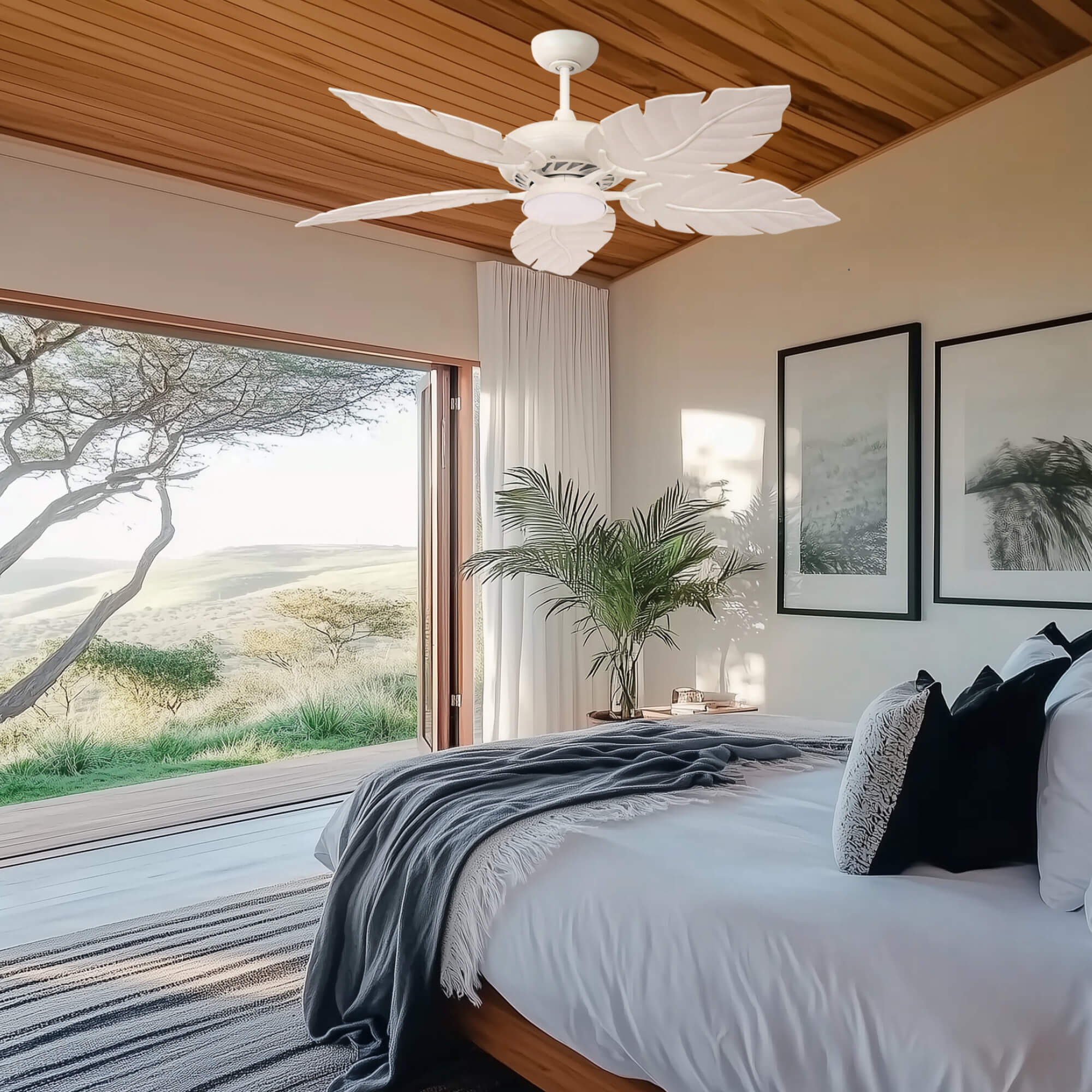 Palmetto White 80W AC Ceiling Fan with 5 ABS Blades