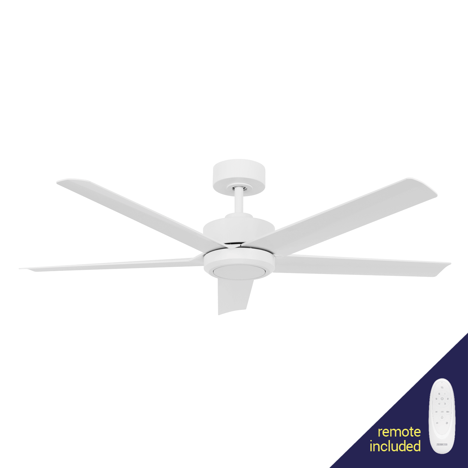 Raptor Matte White 40W DC Ceiling Fan with Remote Control and Optional Light