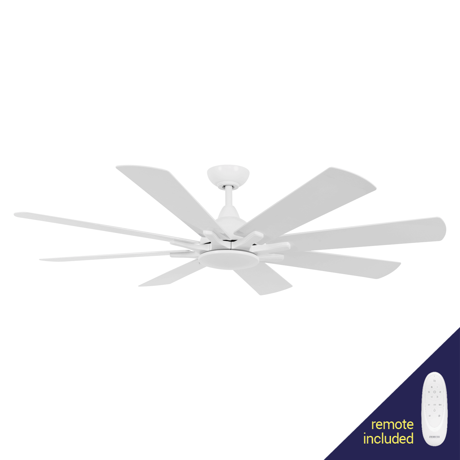 Raven Matte White 60W DC Ceiling Fan with Remote Control