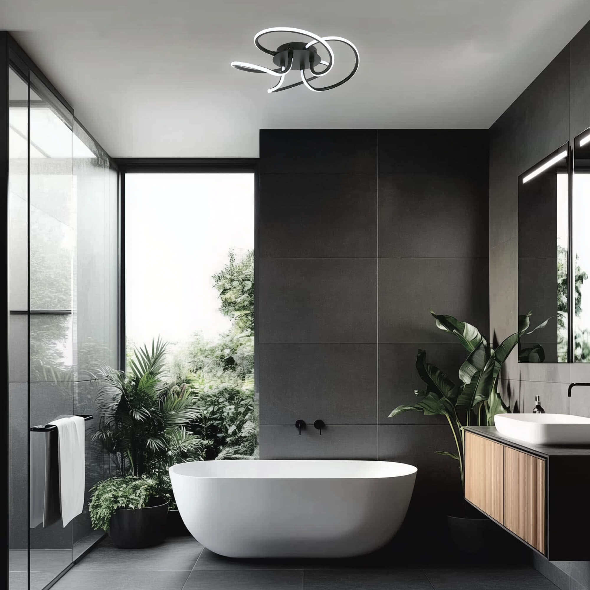 Raya 60W Matte Black CCT LED Ceiling Light