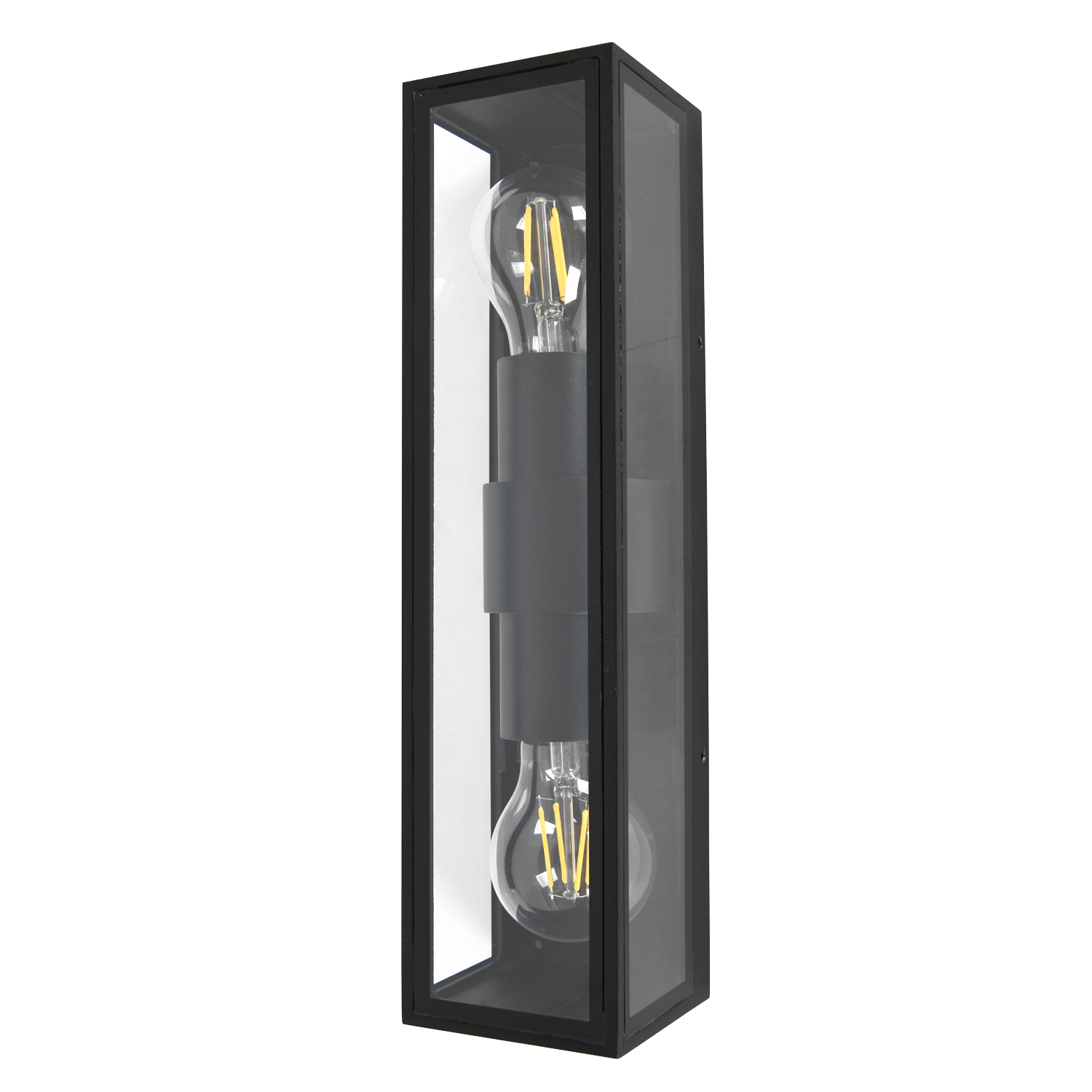 Remy Sand Black 2 Light Outdoor Wall Light with Clear Glass
