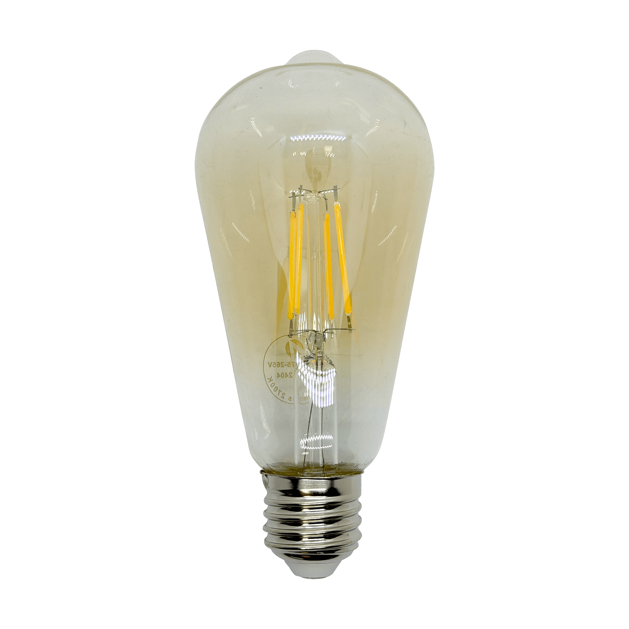 ST64 amber filament LED bulb 6W E27 Edison screw gold tinted warm white 2700K vintage style.