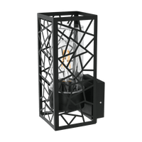 Silas Sand Black Outdoor Geometric Wall Light with Clear Cover