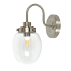Tori Satin Nickel Wall Light with Clear Glass