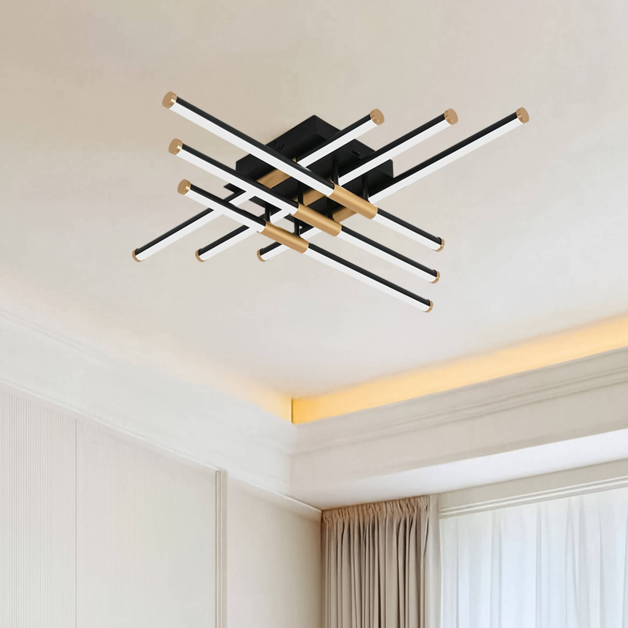 Xavier 60W Sand Black and Gold CCT LED Ceiling Light