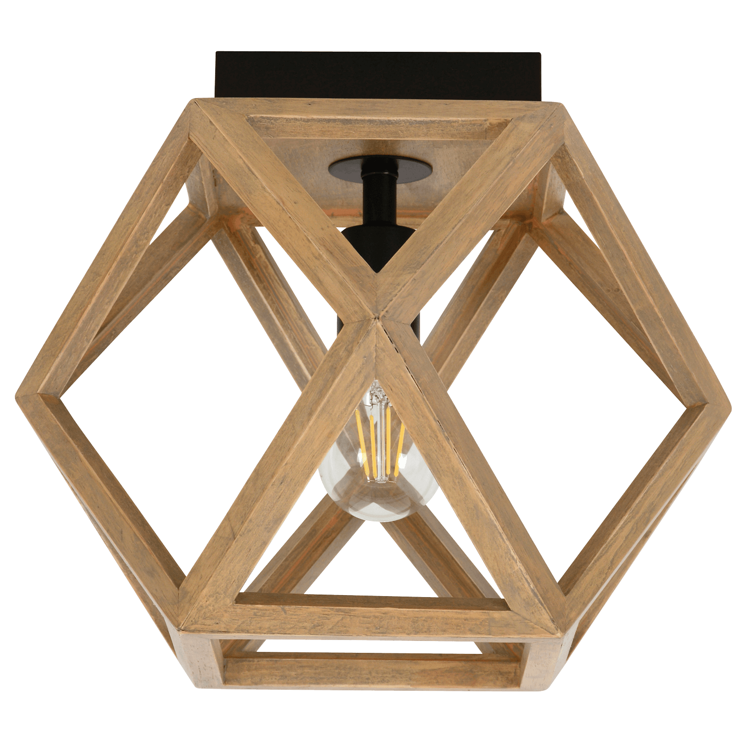 Oak Driftwood Grey with Matt Black Finish Ceiling Light