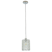Lia contemporary chrome pendant light with slim profile and adjustable 2-meter suspension cable.